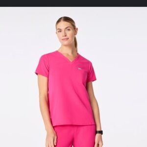Figs Bright Pink Short Sleeve Top